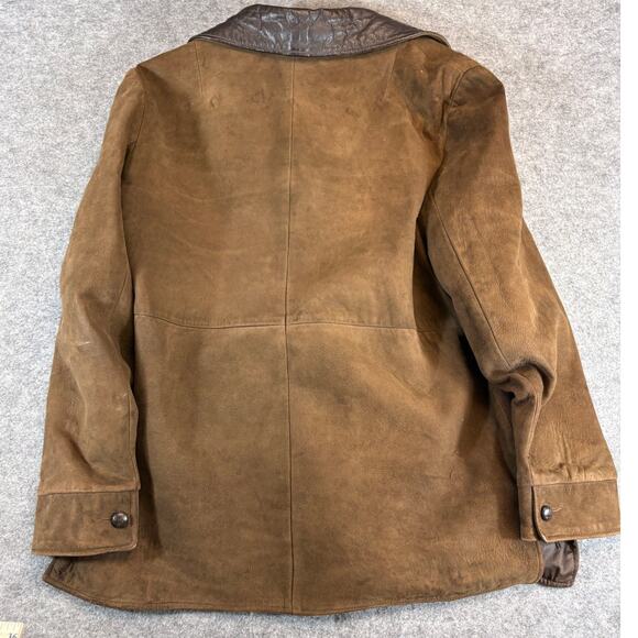 VINTAGE 70s Carmens Leather Coat Jacket Womens Large Brown Lined Western Retro - Picture 2 of 9